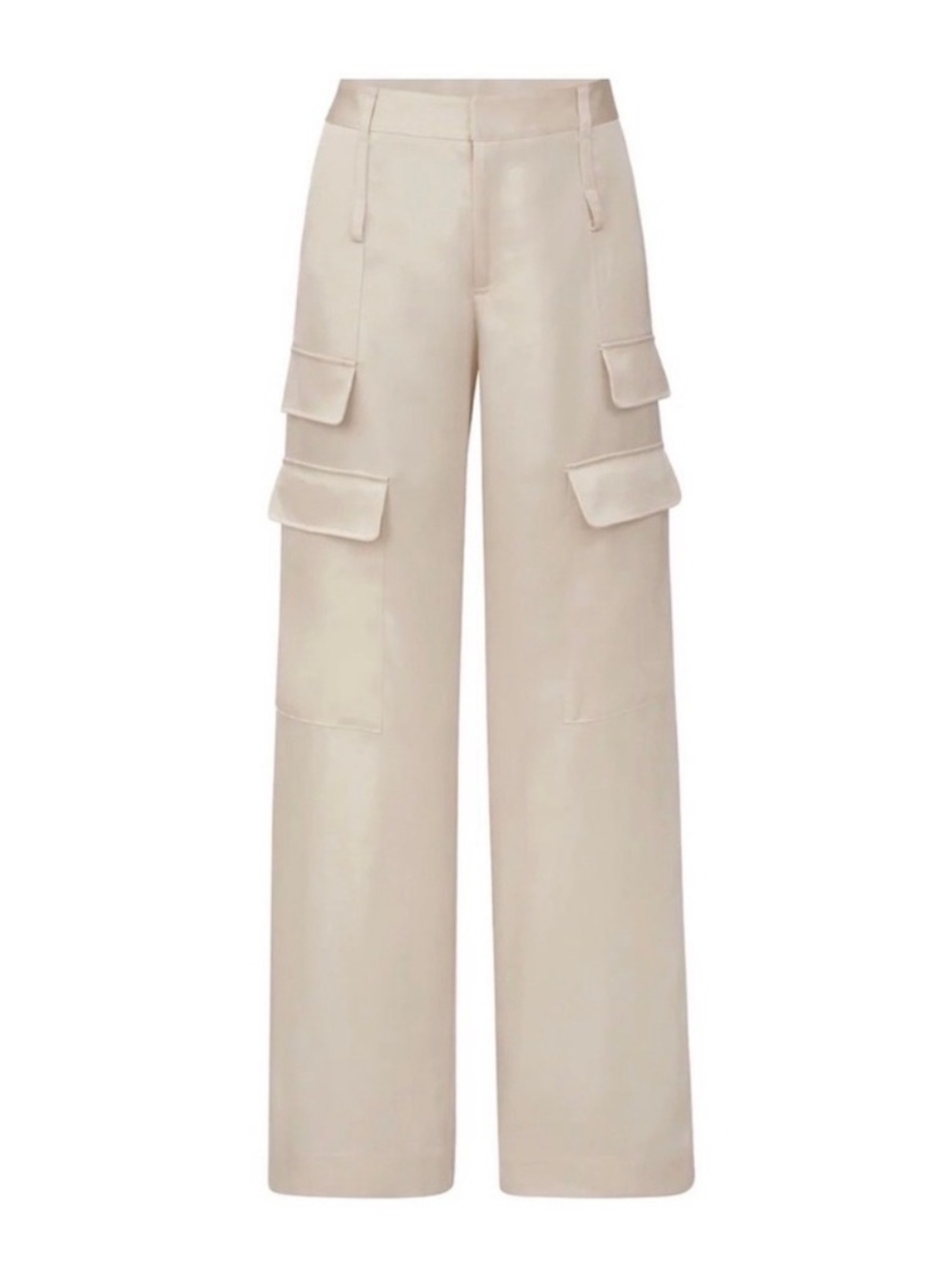 THE NOLI SHOP Wide Leg Satin Cargo Pants Cream Size 4